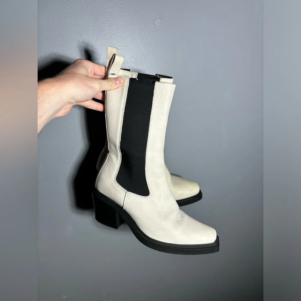 Free People Huntley High Ankle Western Boots in Bone Size EU 38 - Picture 2 of 10